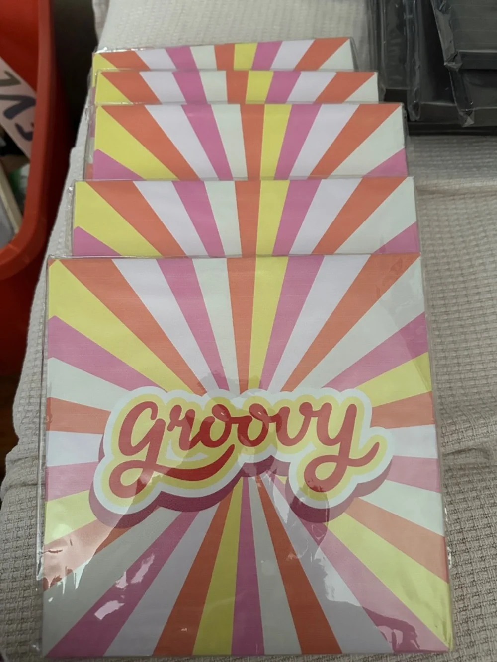 Pink & Yellow Groovy wall decor party display favor lot of 6